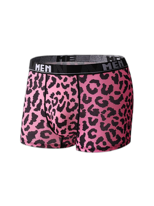 4-Pack Men's Leopard Print Mid-Rise Breathable Trunks