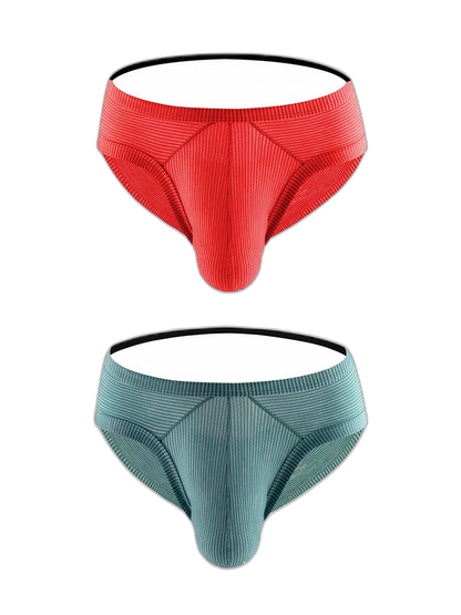 2 Pack Men's Low Rise Back Hollow 3D U-convex Large Pouch T-Back Briefs