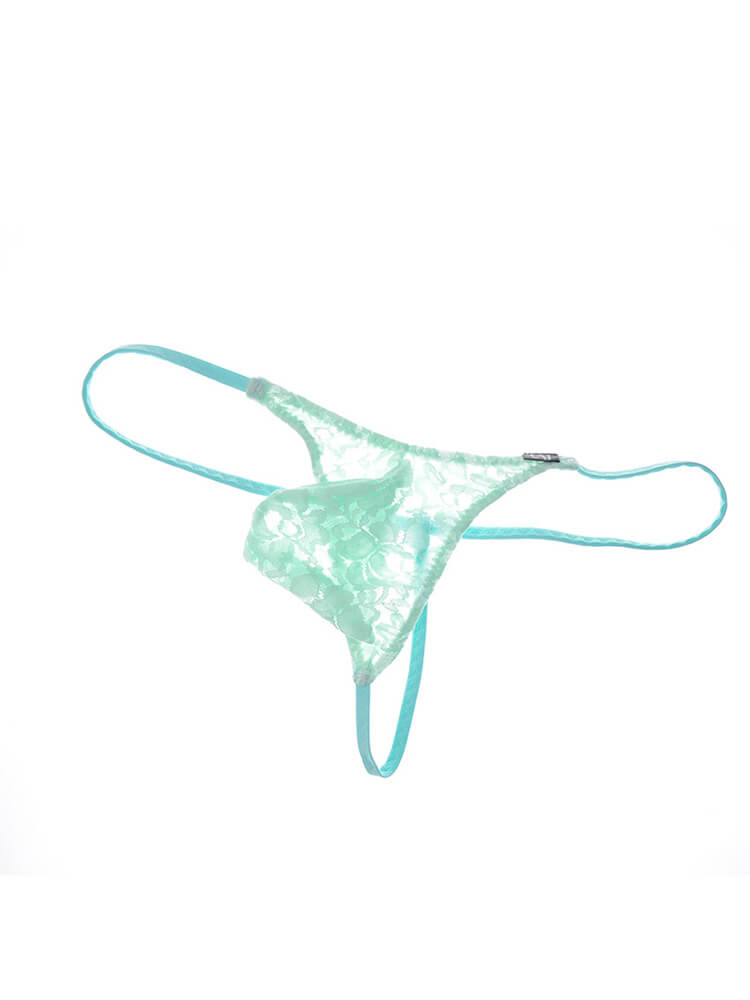 Men's Sexy Low-Rise Contoured Pouch Lace Thong