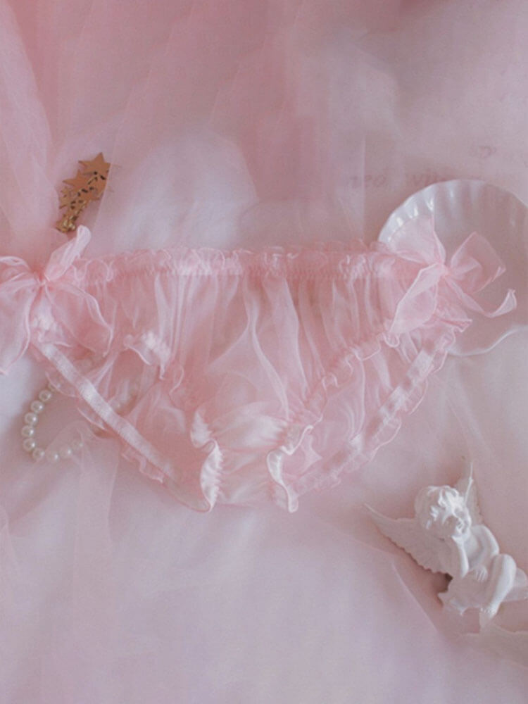 Men's Chiffon Bowknot See-Through Briefs