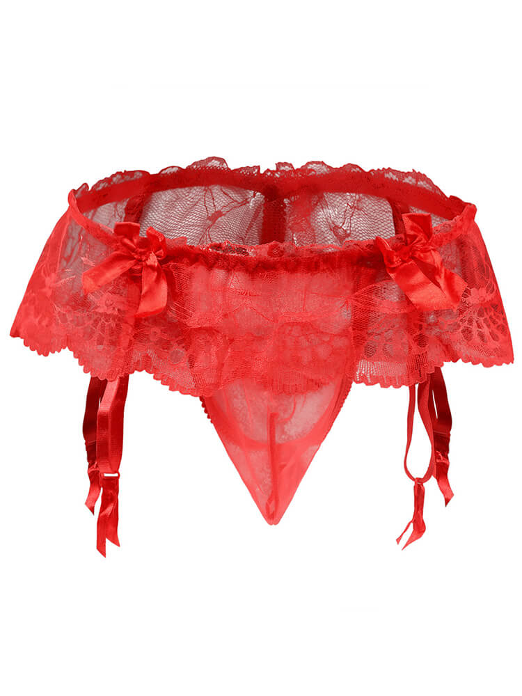 Men's Sexy Lace Semi-sheer Polyester Thong