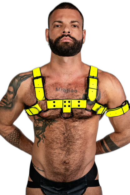 ruff GEAR Bold Leather Bulldog Harness Neon Yellow