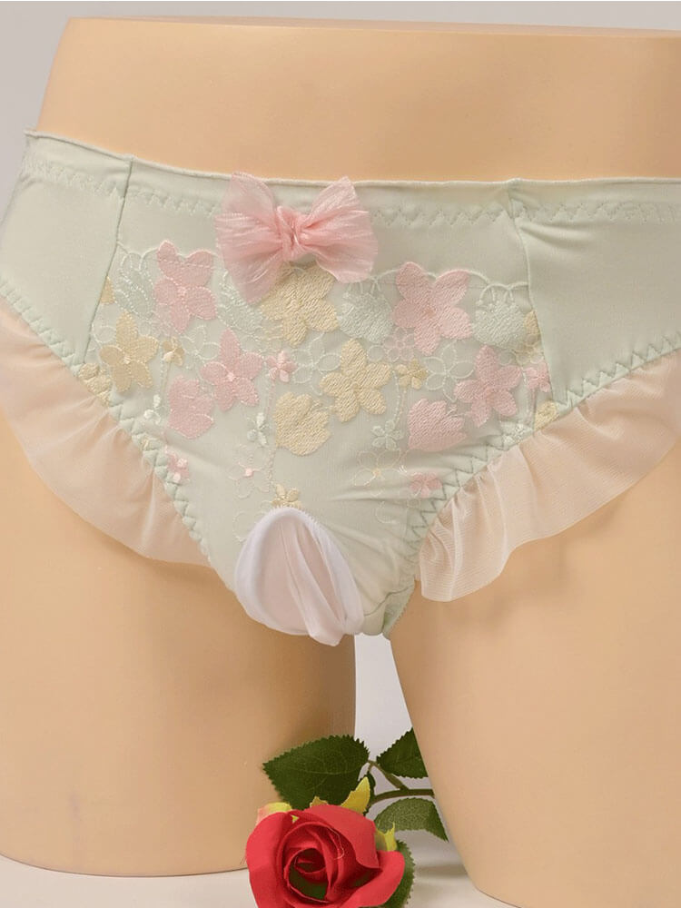 Men's Sexy Crossdressing Lace Floral Japanese Style Briefs