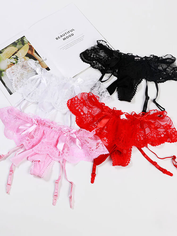Men's Sexy Lace Low-Rise Solid Color Thong