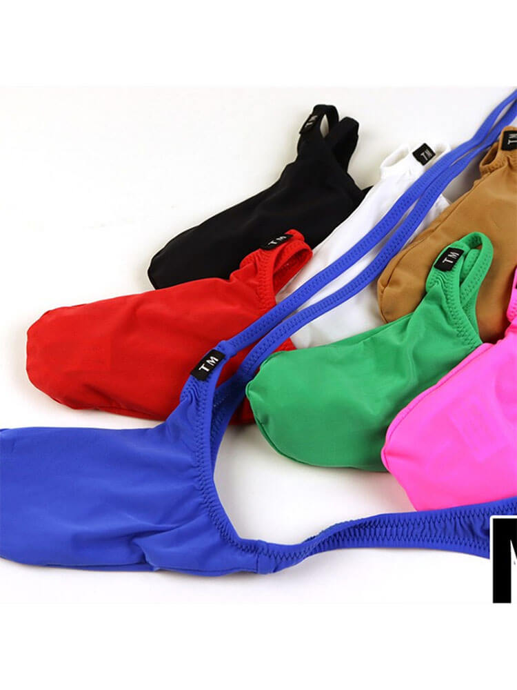 Men's Solid Color Suspender Elephant Trunk Thong