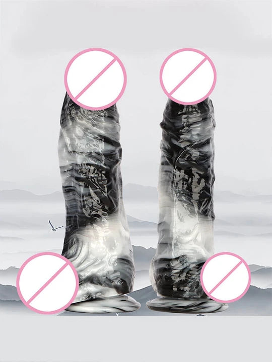 Black White Mixed Color Extra Long PVC Anal Plug