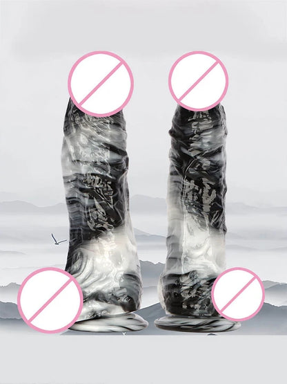 Black White Mixed Color Extra Long PVC Anal Plug