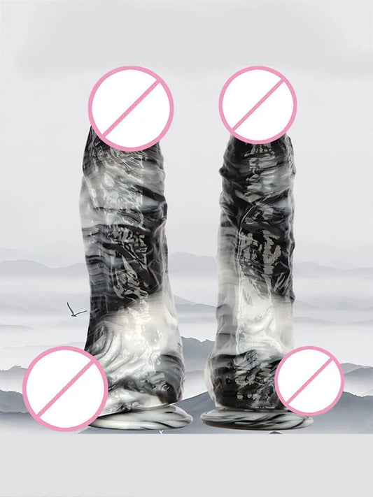 Black White Mixed Color Extra Long PVC Anal Plug