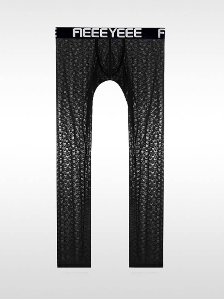 Men's Sexy Stretchy Transparent Letter Waistband Leggings