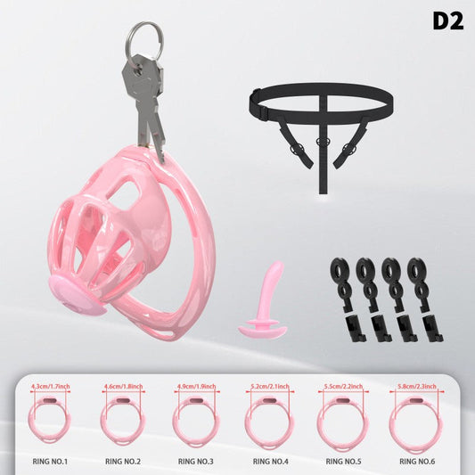 Hollow Design Chastity Cage | Adjustable Ring Locking Device with Harness Strap (D2)
