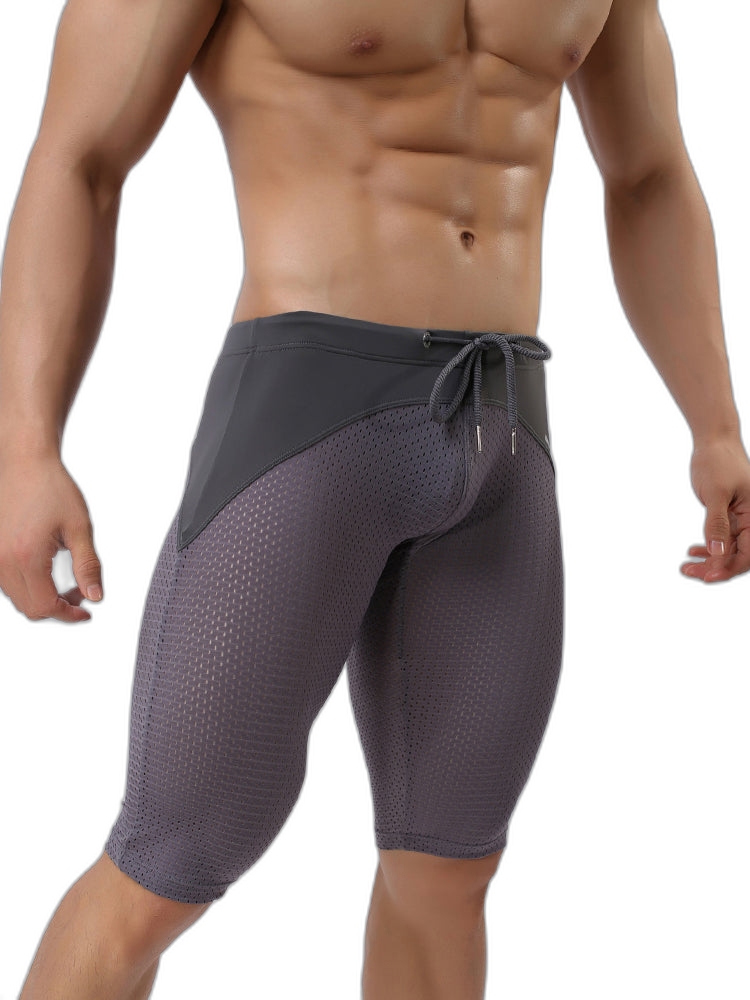 Men’s Athletic Compression Tight Shorts with Drawstring
