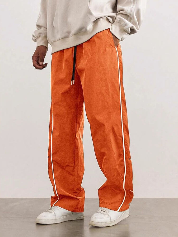 Men's Casual Embroidered Straight Drawstring Pants