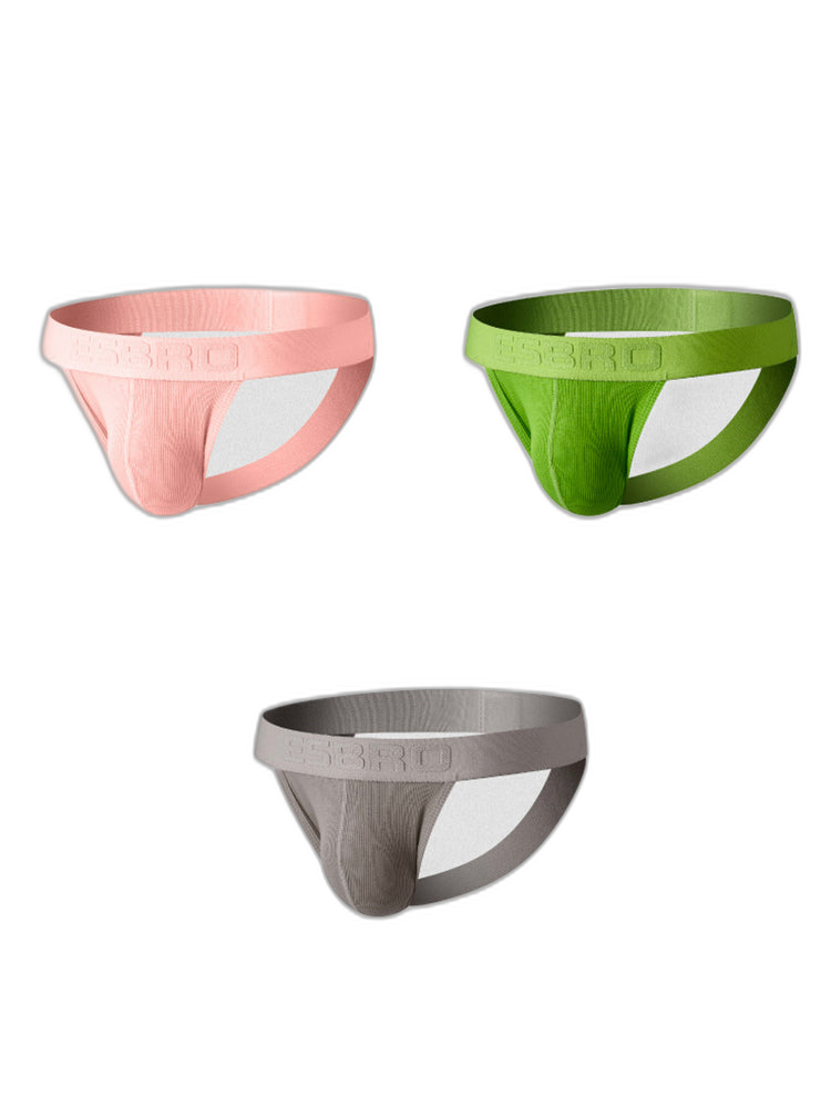 2 Pack Men's Ribbed U-Pouch Sexy Jockstrap