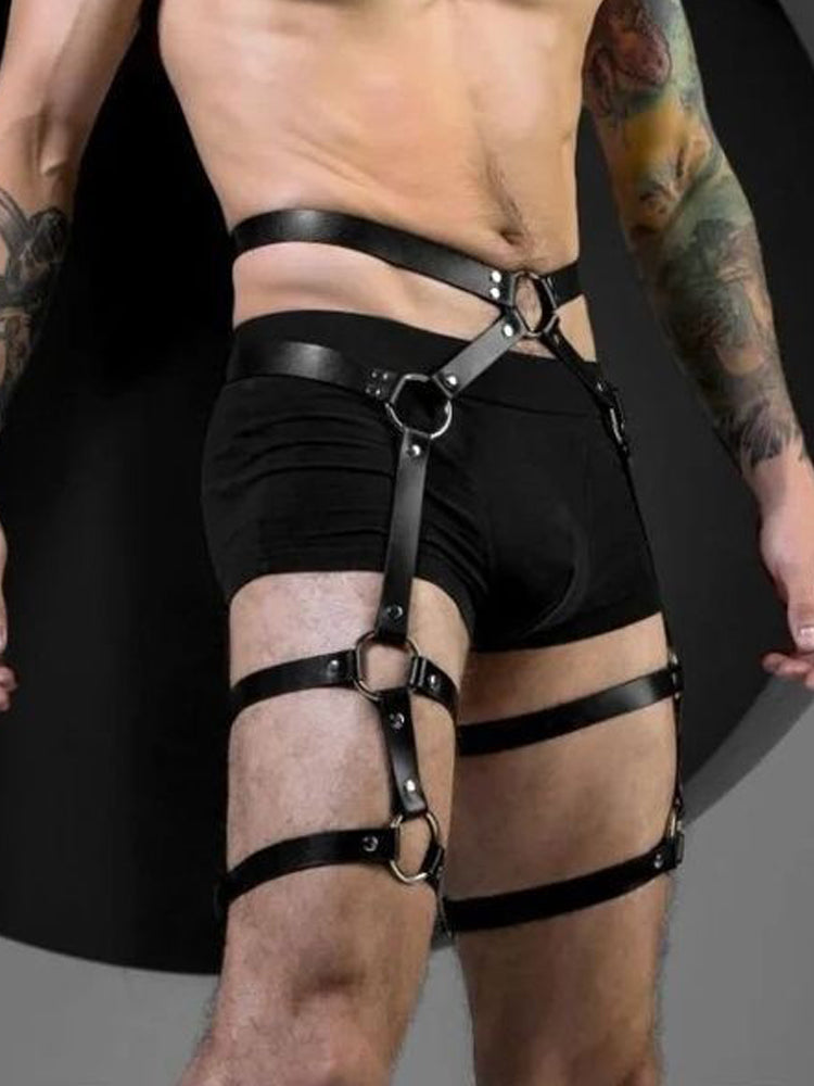 Men's Leather Restraint Leg Straps