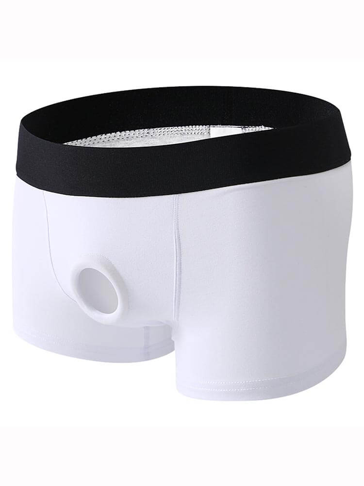Men's Silicone Ring Solid Color Cotton Trunks