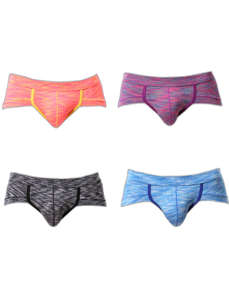 4 Pack Men's Striped U-convex Pouch Briefs