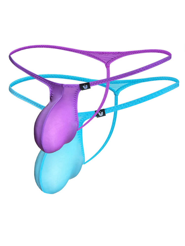 Men's Low-Rise Large-Pouch Sexy Ice Silk Thong