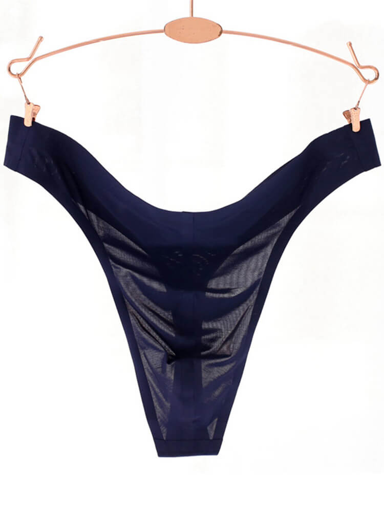 Men's Seamless Low-Rise Sheer Ice Silk Thong