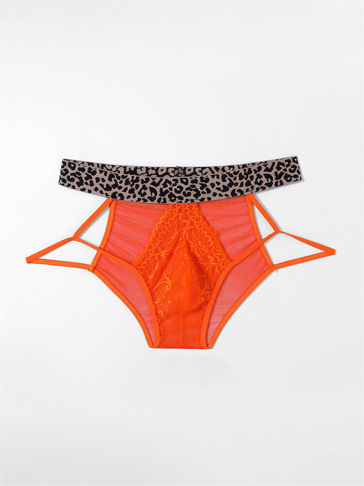 Men's Hollow Sexy Leopard Lace Briefs