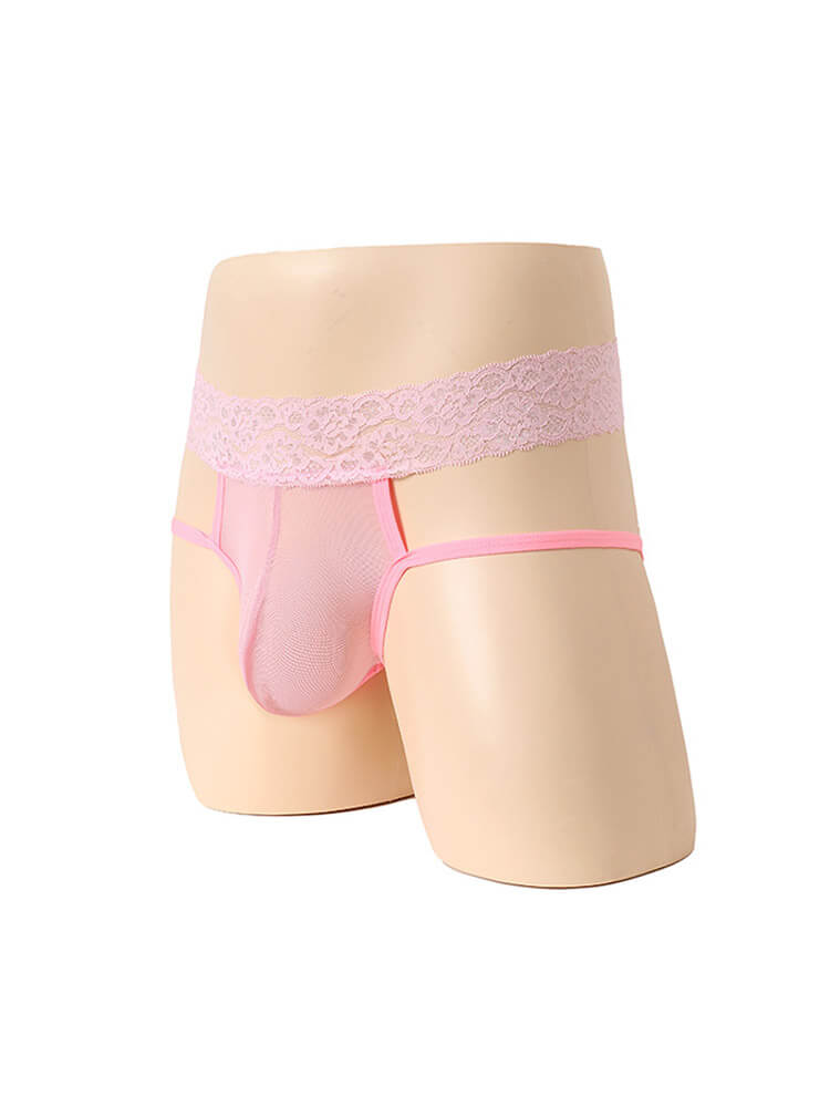 Men's Sexy High Waist Lace See-Through Jockstrap