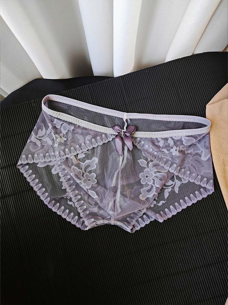 Men's Sexy Transparent Seamless Lace Briefs