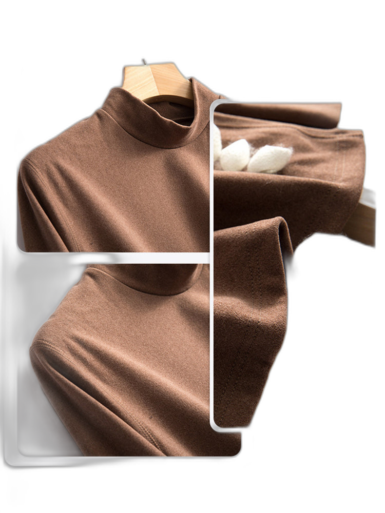 Mid-neck Men's Fleece Warm Bottoming Top T-shirt
