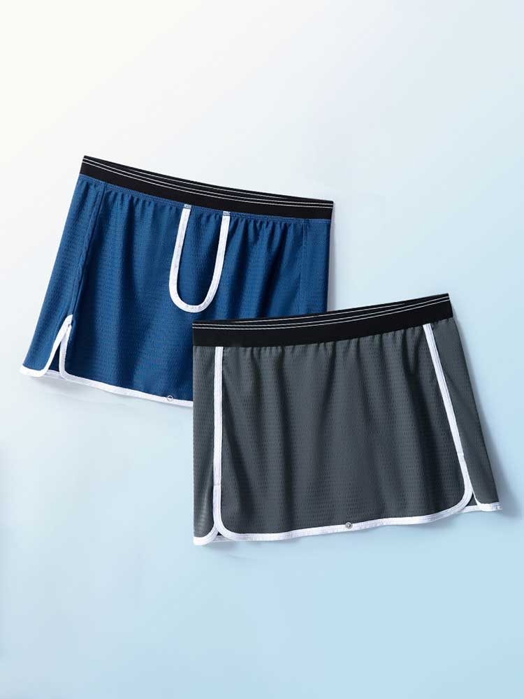 Men's Gun Bullet Separation Crotchless Skirt Trunks