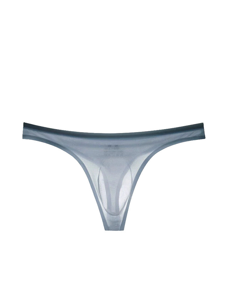 Men's Ice Silk Transparent Seamless Thong Briefs