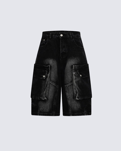 Vintage Washed Distressed Pocket Capri Pants