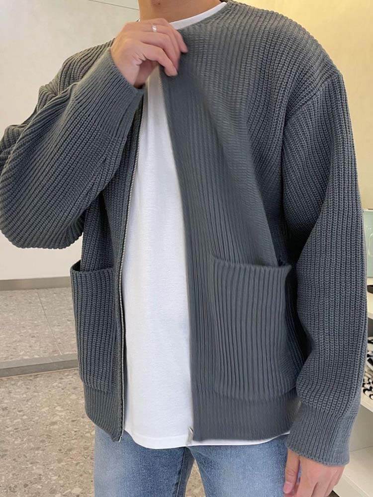Men's Slim Solid Long Sleeve Sweater Cardigan