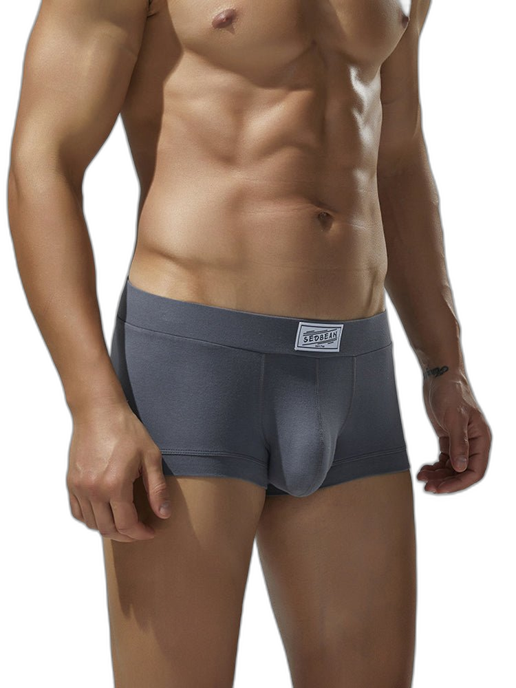2 Pack Men's Low-Rise Solid Breathable Cotton Trunks