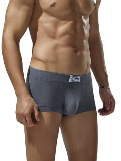 2 Pack Men's Low-Rise Solid Breathable Cotton Trunks