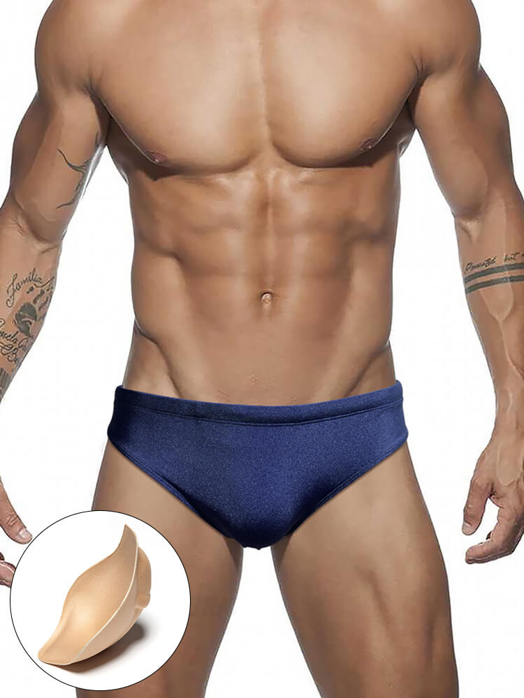 Men's Solid Color Shiny Sexy Triangle Swim Briefs