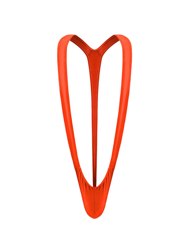 Men's Sexy Solid Color V-Shaped Bodysuit