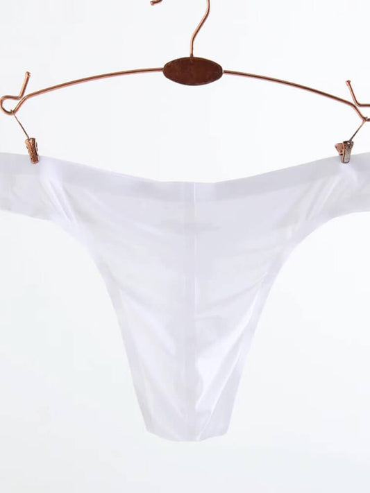 Men's Seamless Low-Rise Sheer Ice Silk Thong