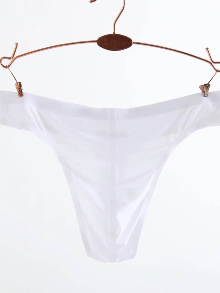 Men's Seamless Low-Rise Sheer Ice Silk Thong