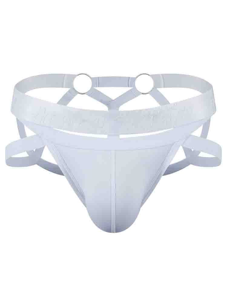 Men's Cutout Bondage Metal Ring Thong