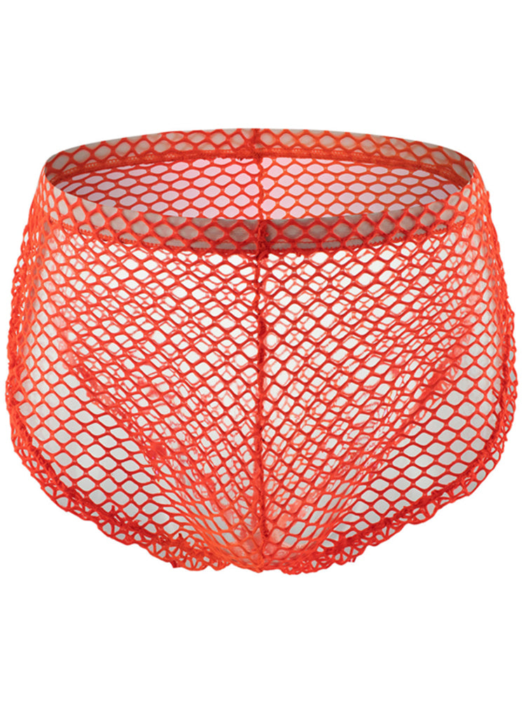Men's Erotic Mesh Button Side Split Boxer Briefs