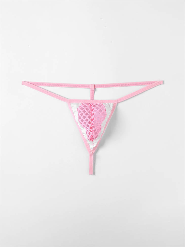 Men's Hollow Mesh Sexy Colorblock Thong