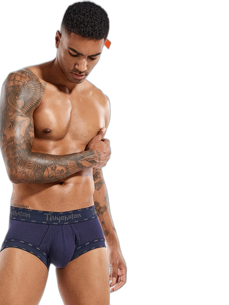 Men's Threaded Fabric Pouch Trunks With Fly