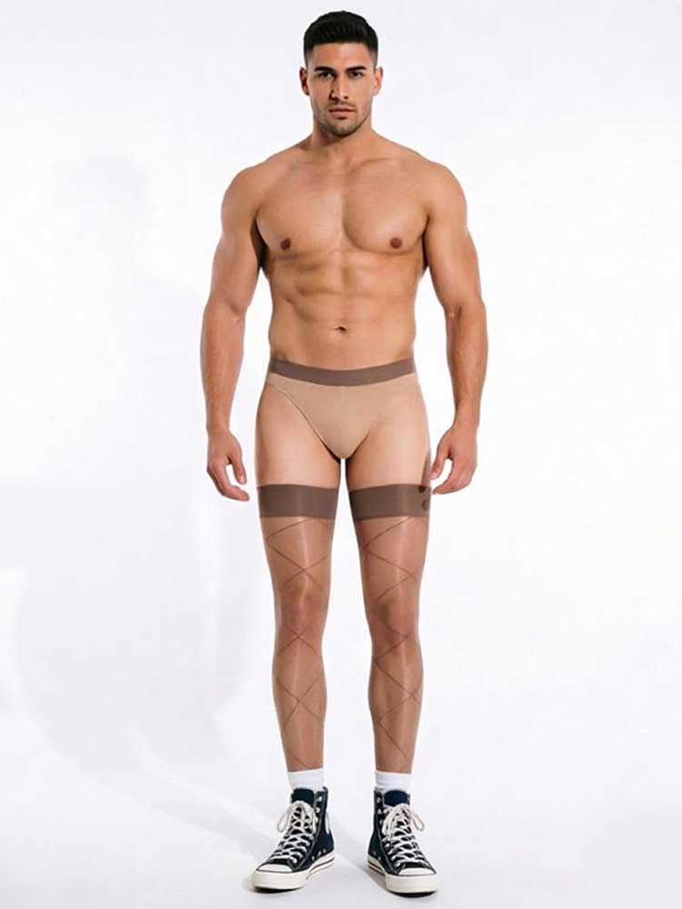 Men's Diamond Pattern Glossy Stretch Stockings
