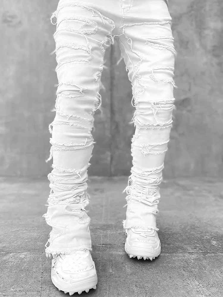 Men's Street Fashion Patch Straight Jeans