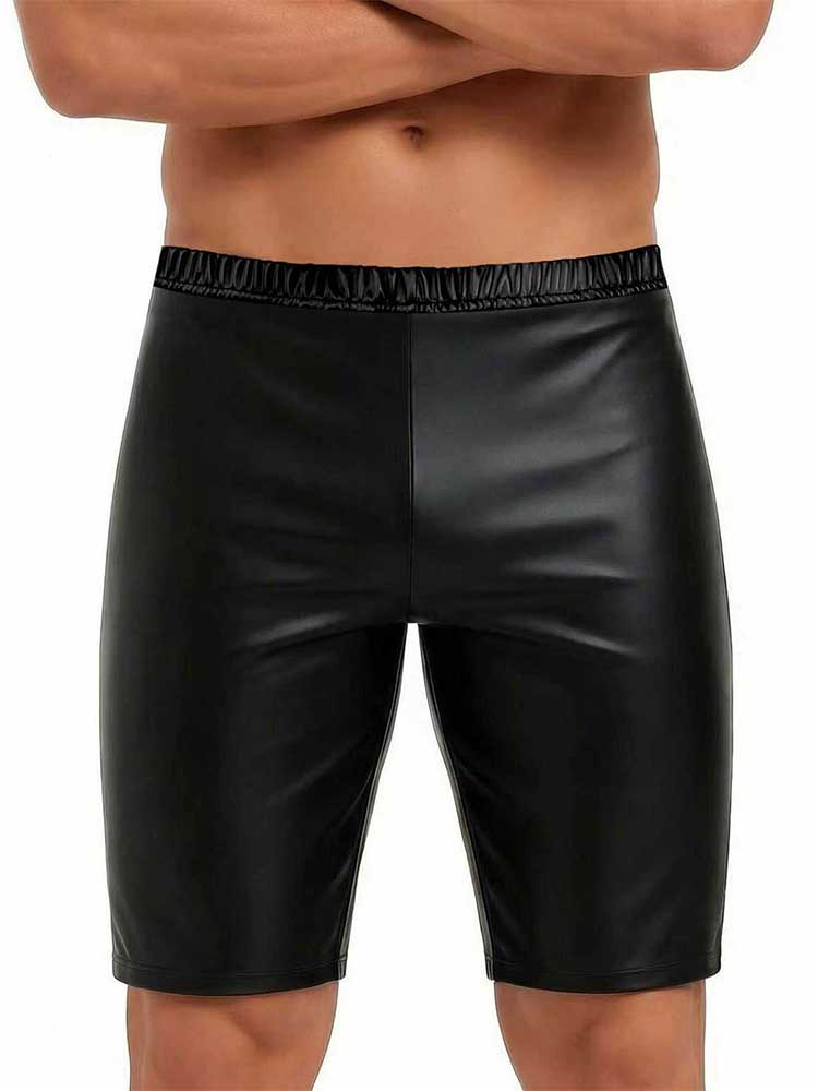 Men's Slim-Fit Matte Soft PU Leather Casual Shorts