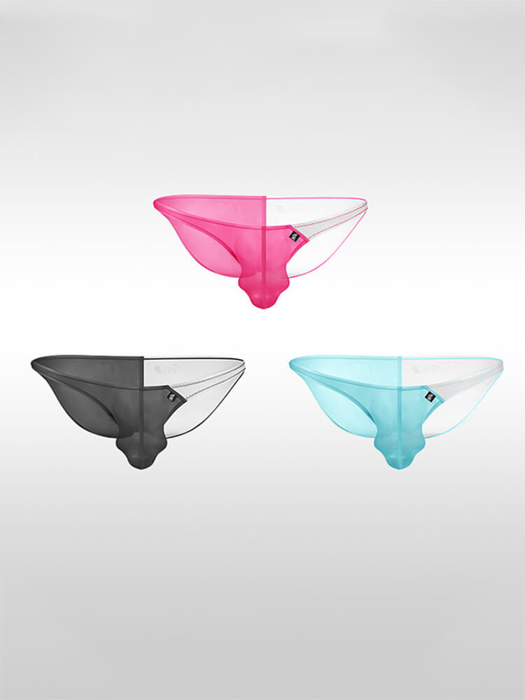 Men's Low-Rise Seamless  Sheer Ice Silk Thong