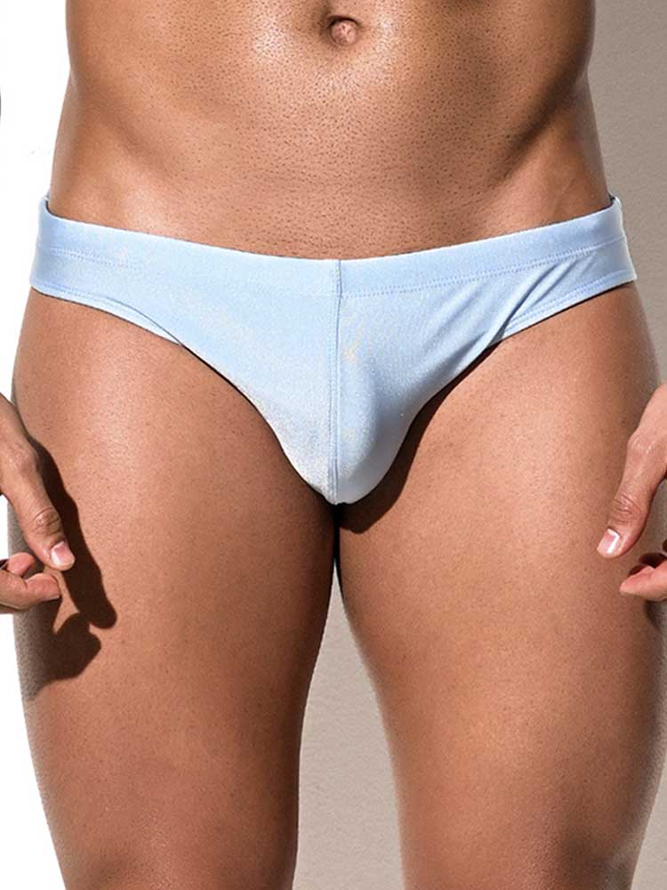 Men's Sexy Stretch Solid-Color Glossy Swim Briefs