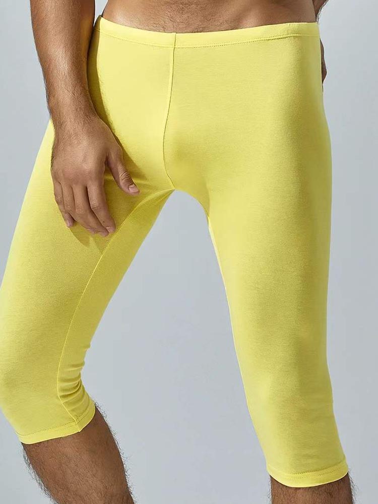 Men's Solid Color Tight Over-the-Knee Shorts
