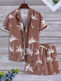 Men's Coconut Tree Print Casual Hawaiian Set