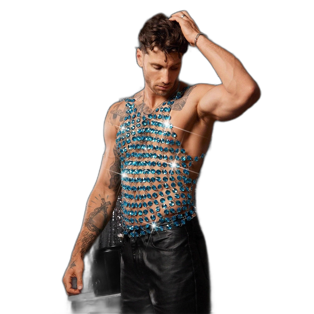 Blue Gemstone Chain Tank