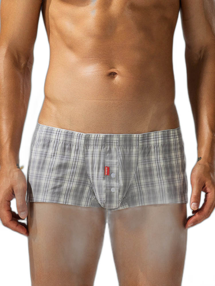 2 Pack Men's Anti-Odor Ultra-Soft Pure Cotton Plaid Design Boxer Shorts