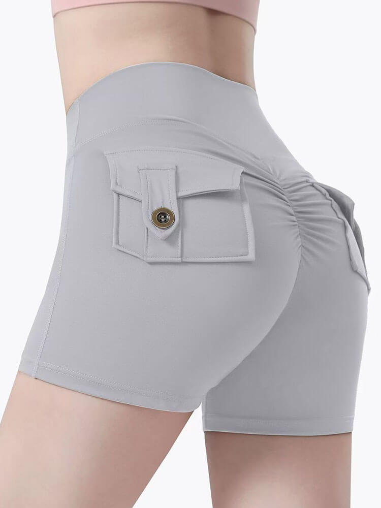 Solid Color High Waist Fitness Slim Yoga Shorts